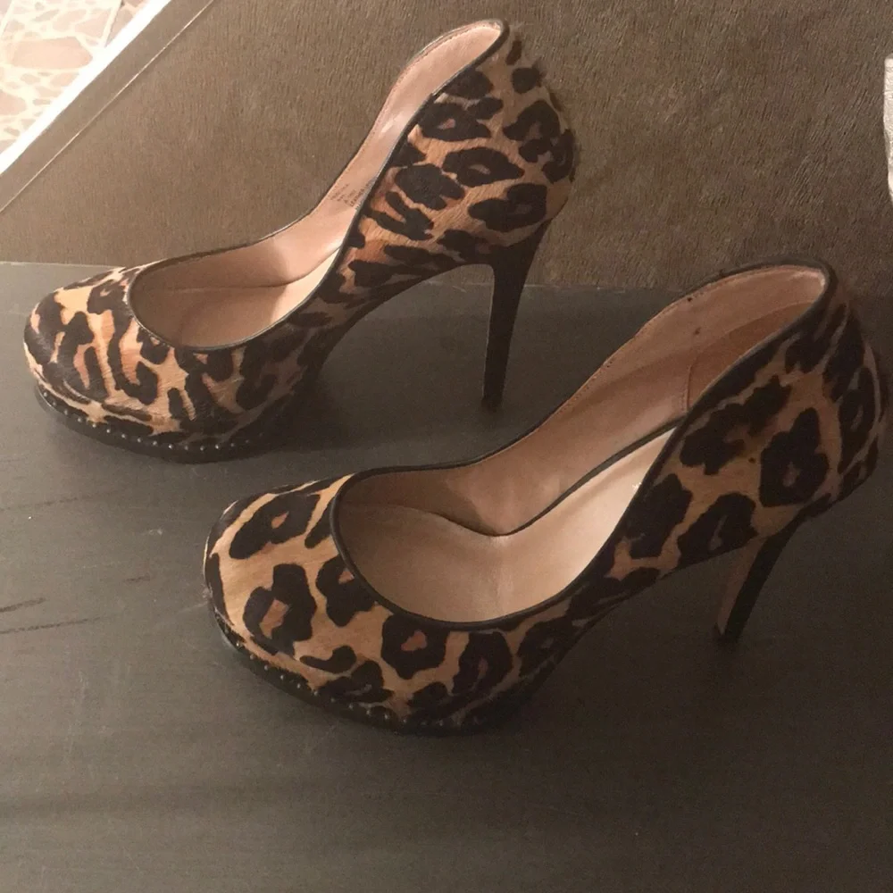DKNY | Platform Wedge Faux Fur Animal Leopard Print Pumps